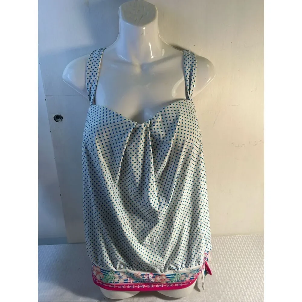 Coco reef‎ halter swim top 34dd bra slimming dots flowers rn#85736 - Picture 2 of 11